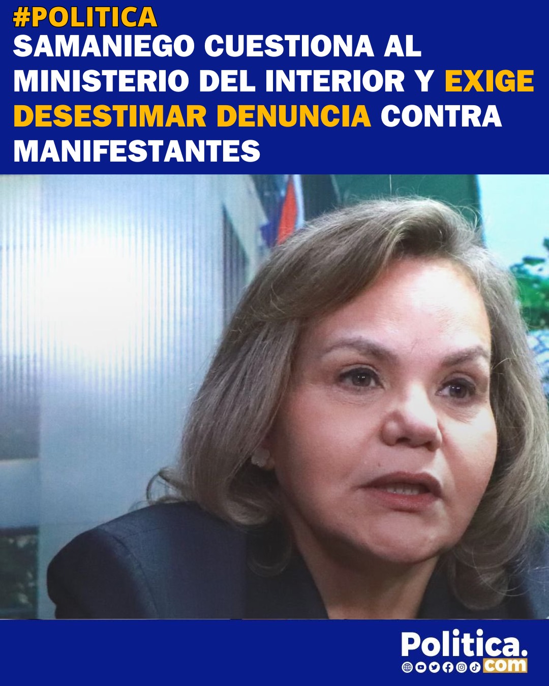 LILIAN SAMANIEGO PIDE QUE SE RETIRE DENUNCIA POLICIAL CONTRA MANIFESTANTES