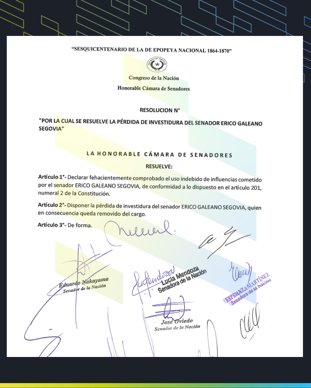 El Libelo presentado para la perdida de Investidura de Erico Galeano