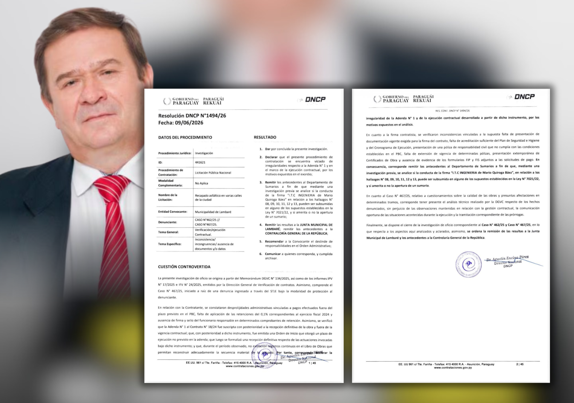 Gestión de Guido González, bajo la lupa de la DNCP por irregularidades