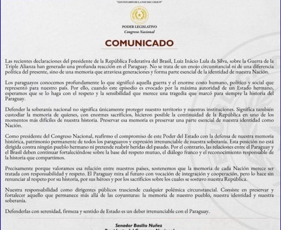 Bachi responde a Lula ante el silencio de la Cancillería